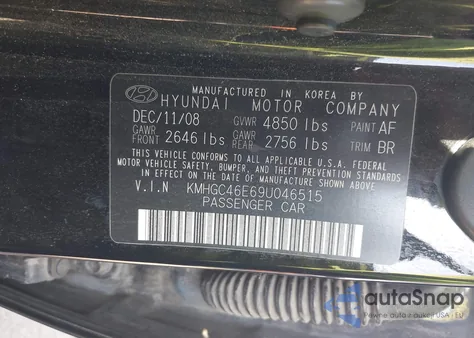 2009 Hyundai Genesis 3.8 из США, поврежденный, VIN KMHGC46E69U046515